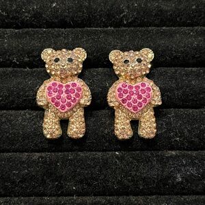 Rhinestone teddy bear earrings